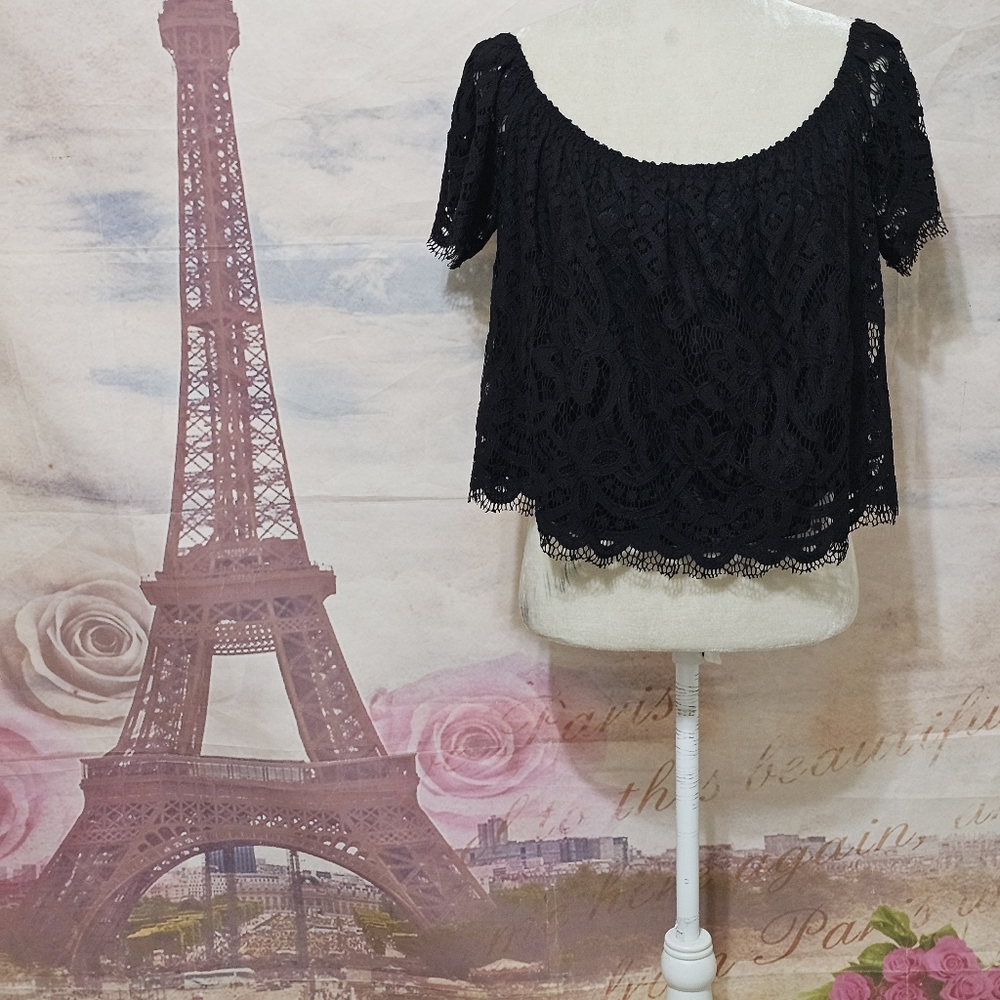 Express Elegant Black Lace Blouse